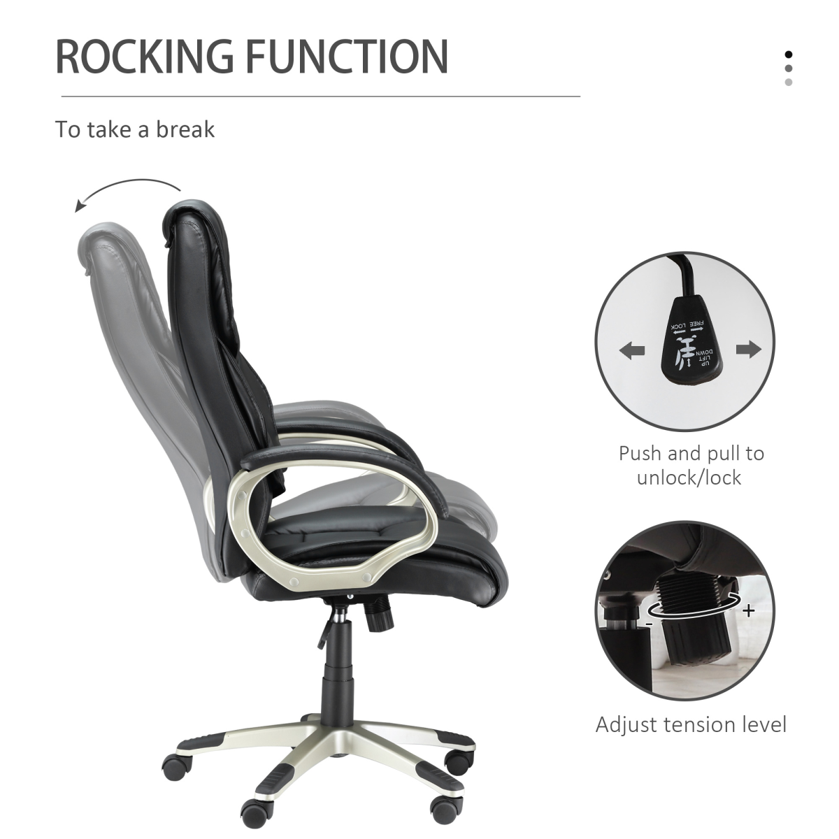 Executive Computer Office Desk Chair PU Leather Swivel Chairs High Back - Image 5