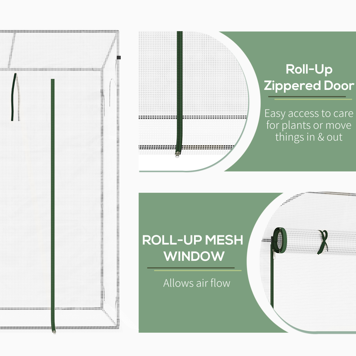 Outsunny 200x76x168cm Walk-in Garden Greenhouse Plant Warm House w/ Roll Up Door - Image 5