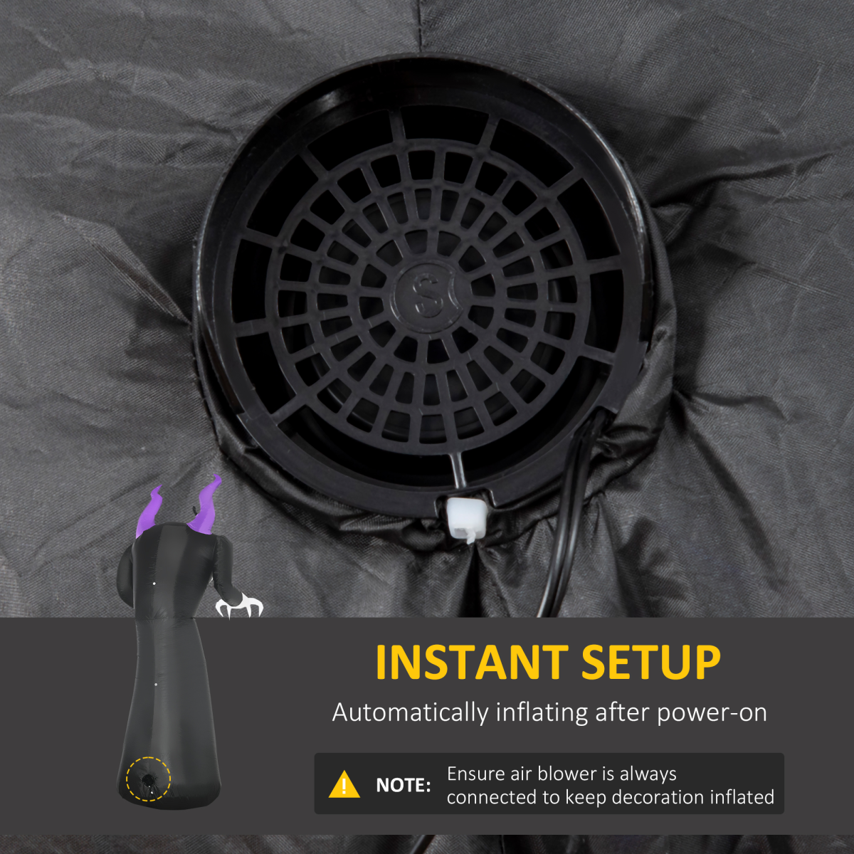 7ft Inflatable Halloween Ghost Horns Blow-Up Outdoor LED Display Flame Effect - Image 6