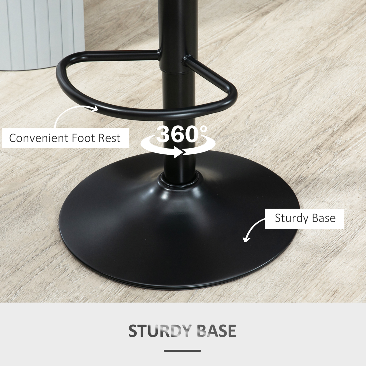 Barstools Set of 2 Adjustable Swivel Height PU Leather Counter Chairs Footrest - Image 6