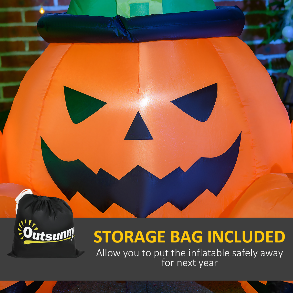 6ft Inflatable Halloween Large Pumpkin Hat with Four Small Pumpkins Blow-Up LED - Image 7