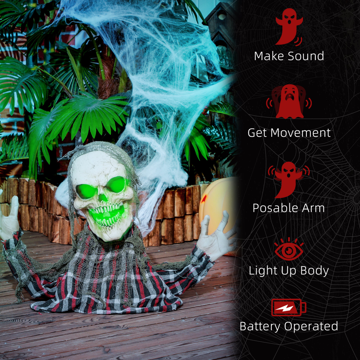 Groundbreaker Skeleton Halloween Animatronic Prop for Indoor Outdoor - Image 7