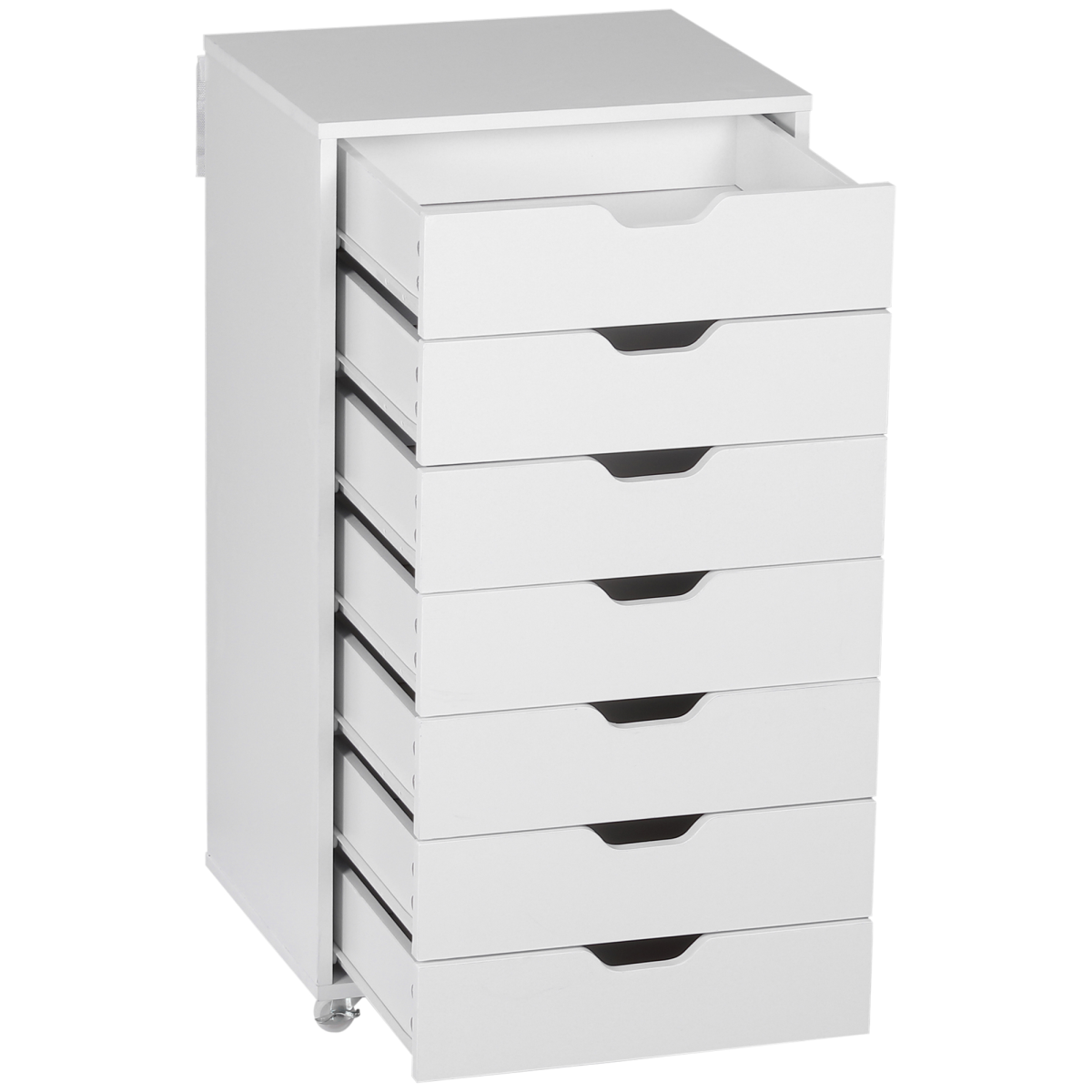 Vinsetto Mobile Filing Cabinet, 7-drawer File Cabinet with Wheels, White - Image 7