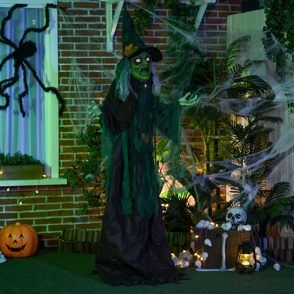 6ft Outdoor Halloween Witch Prop Decoration with Light Up Eyes and Heart - Image 7