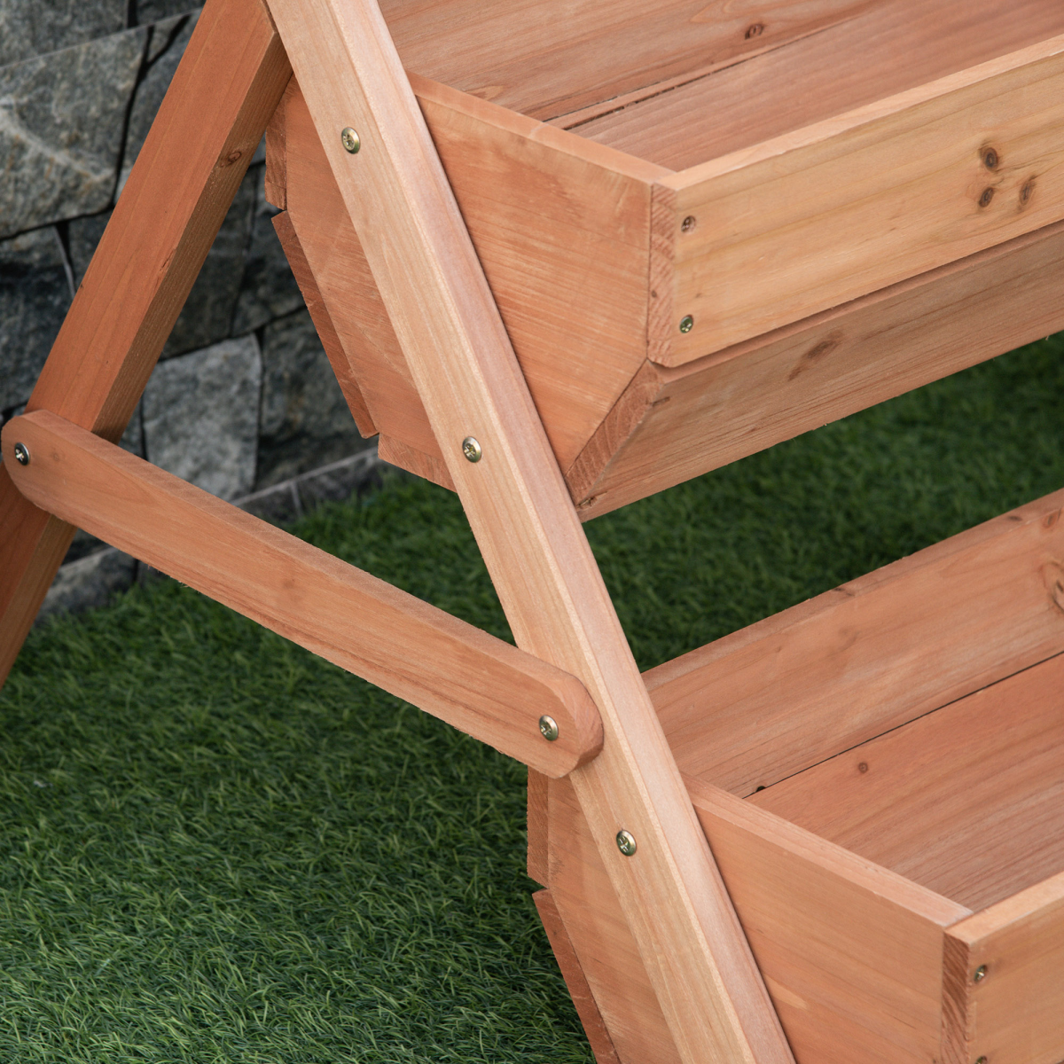 Outsunny 3 Tier Raised Garden Bed Wooden Elevated Planter Box Kit, Brown - Image 7