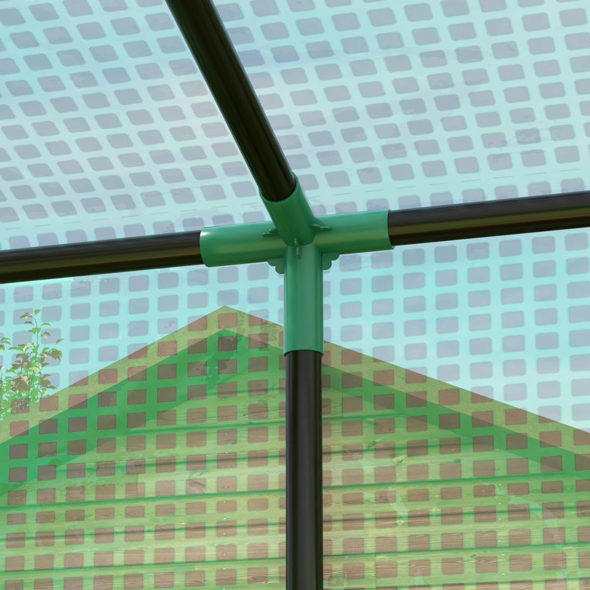 Outsunny Walk-in Garden Green House with Large Roll-up Door and 2 Mesh Windows - Image 7
