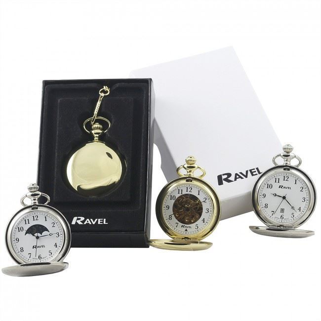 Ravel Polished Sun-Moon Gold Pocket Watch R1001.15 - Image 2