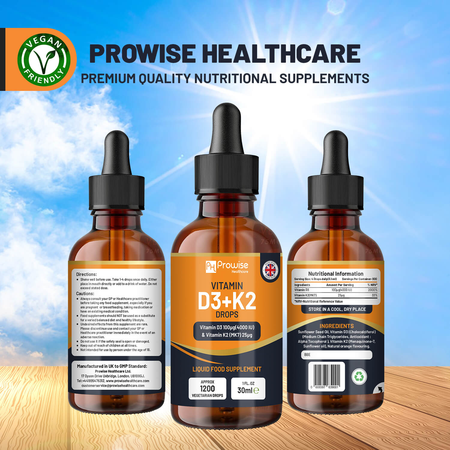 Vitamin D3 4000iu + K2 MK7 25µg Orange Liquid Drops I High Strength 30ml Bottle - Image 4