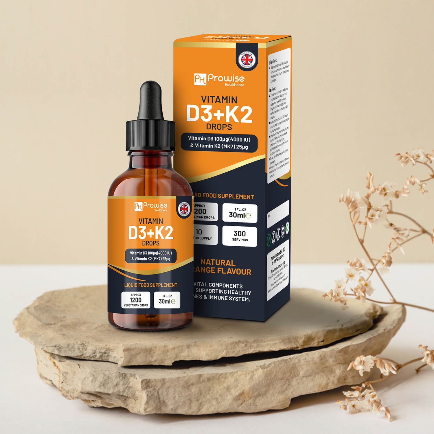 Vitamin D3 4000iu + K2 MK7 25µg Orange Liquid Drops I High Strength 30ml Bottle - Image 5