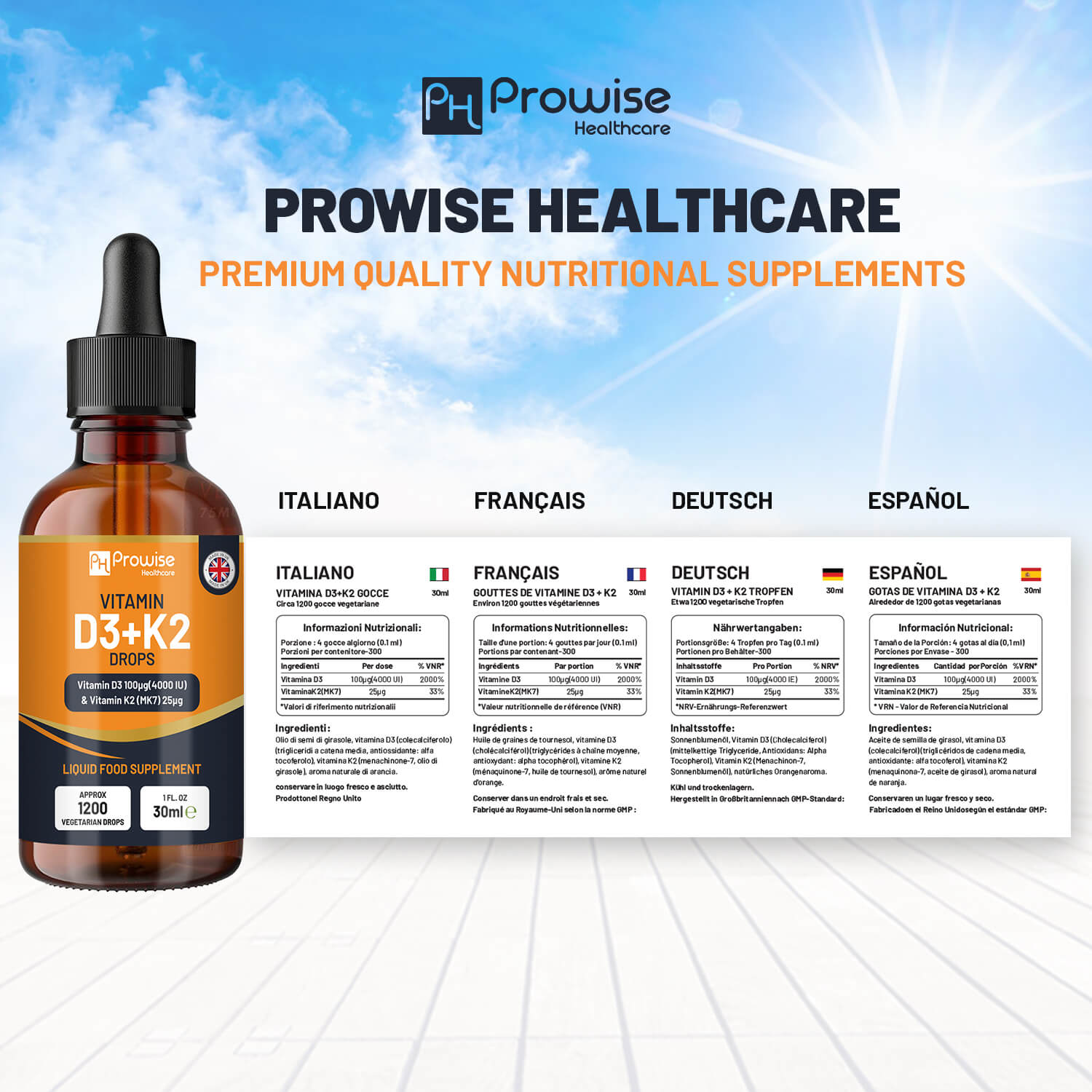 Vitamin D3 4000iu + K2 MK7 25µg Orange Liquid Drops I High Strength 30ml Bottle - Image 6