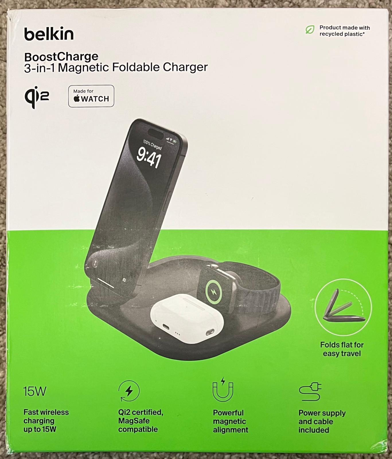 Belkin BoostCharge Pro 3-in-1 Magnetic Foldable Wireless Charger Qi2 15W - Image 6