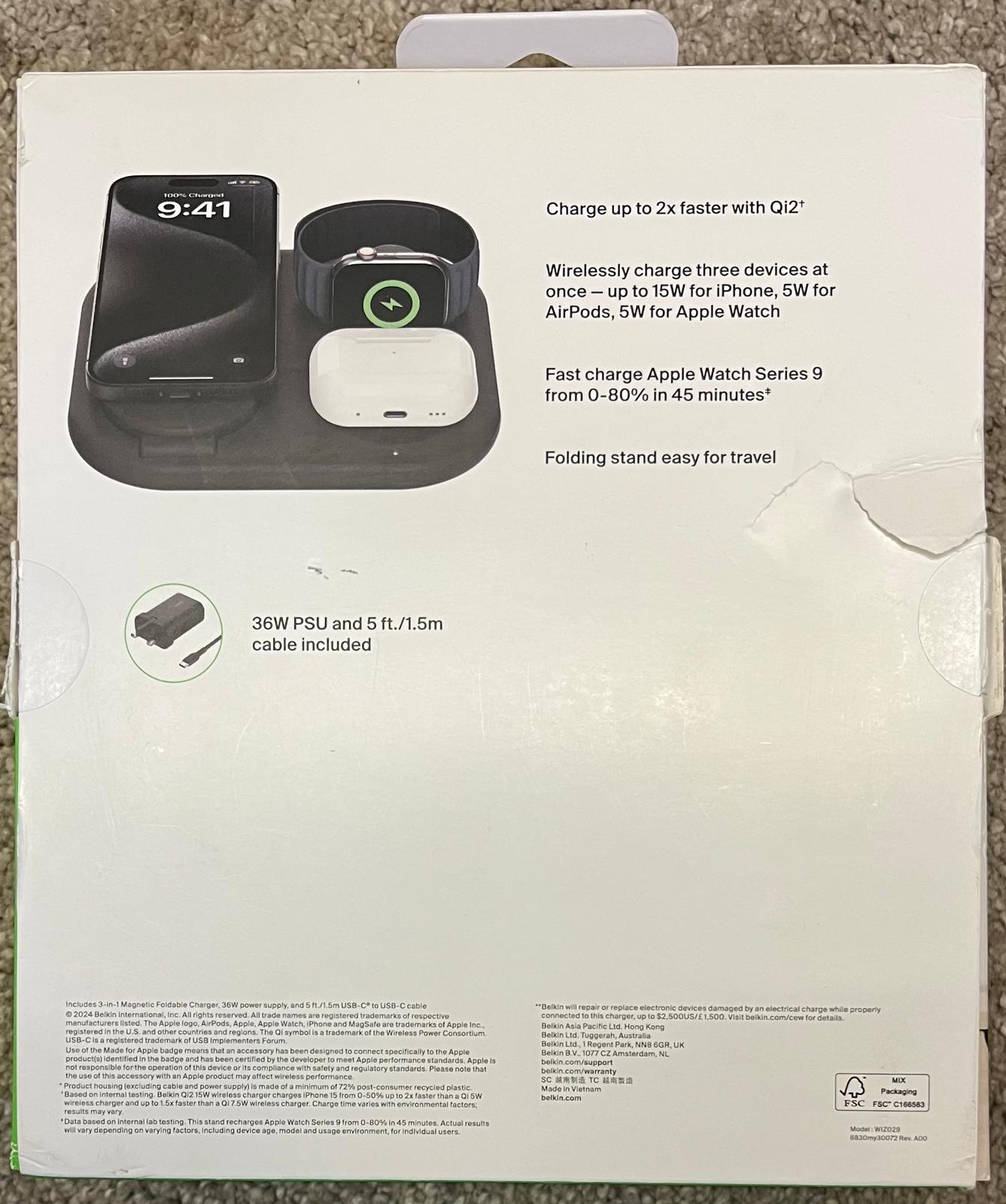 Belkin BoostCharge Pro 3-in-1 Magnetic Foldable Wireless Charger Qi2 15W - Image 7