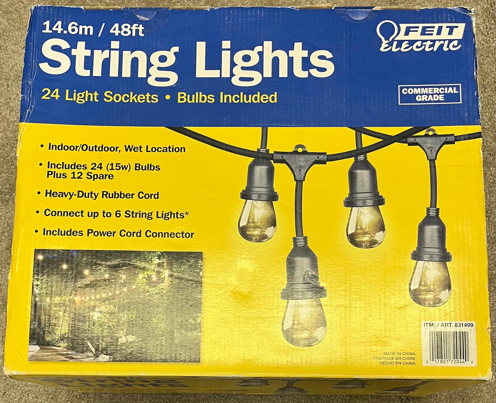 Feit Electric 48ft LED Outdoor String Lights Heavy Duty Weatherproof Patio New