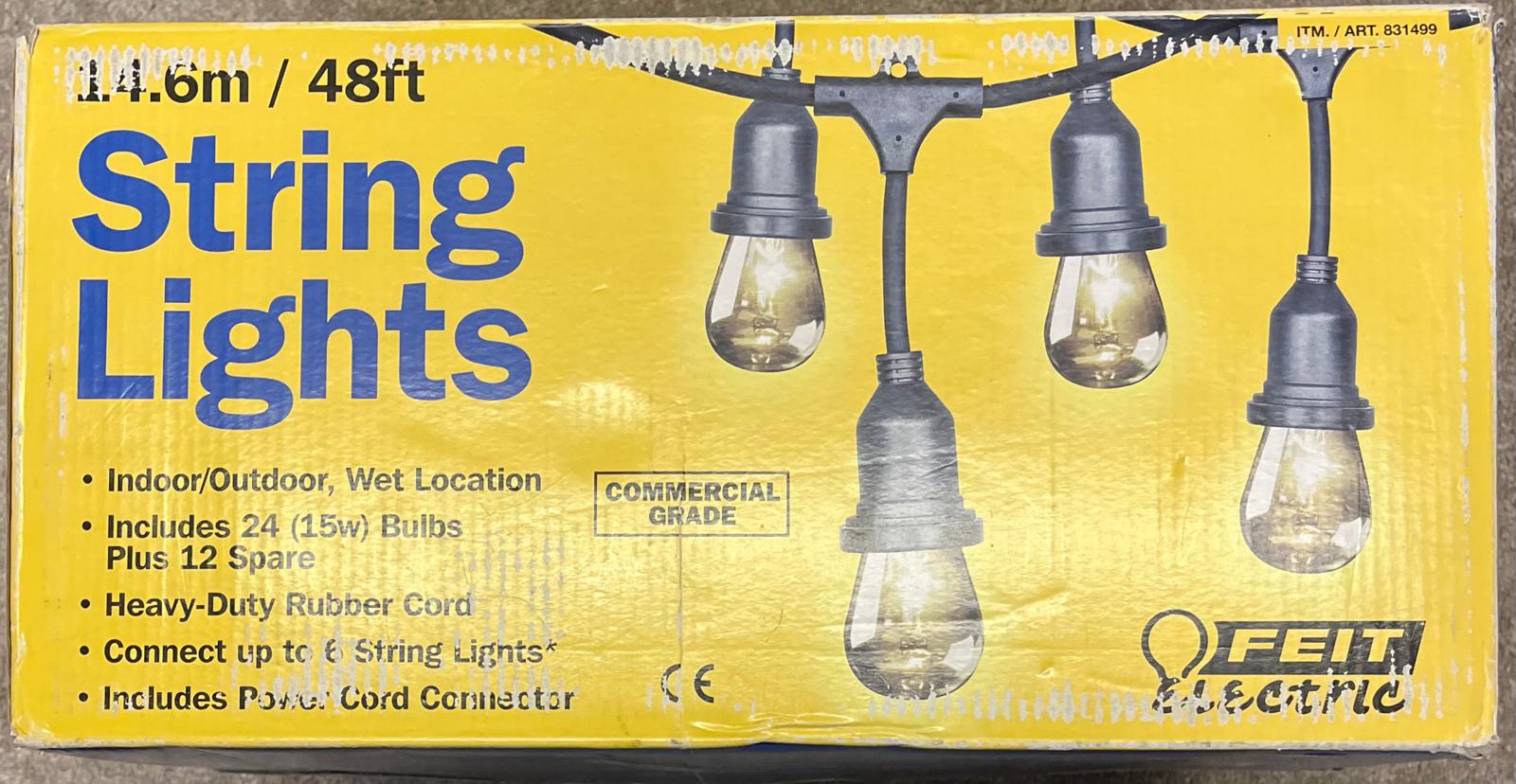 Feit Electric 48ft LED Outdoor String Lights Heavy Duty Weatherproof Patio New - Image 6