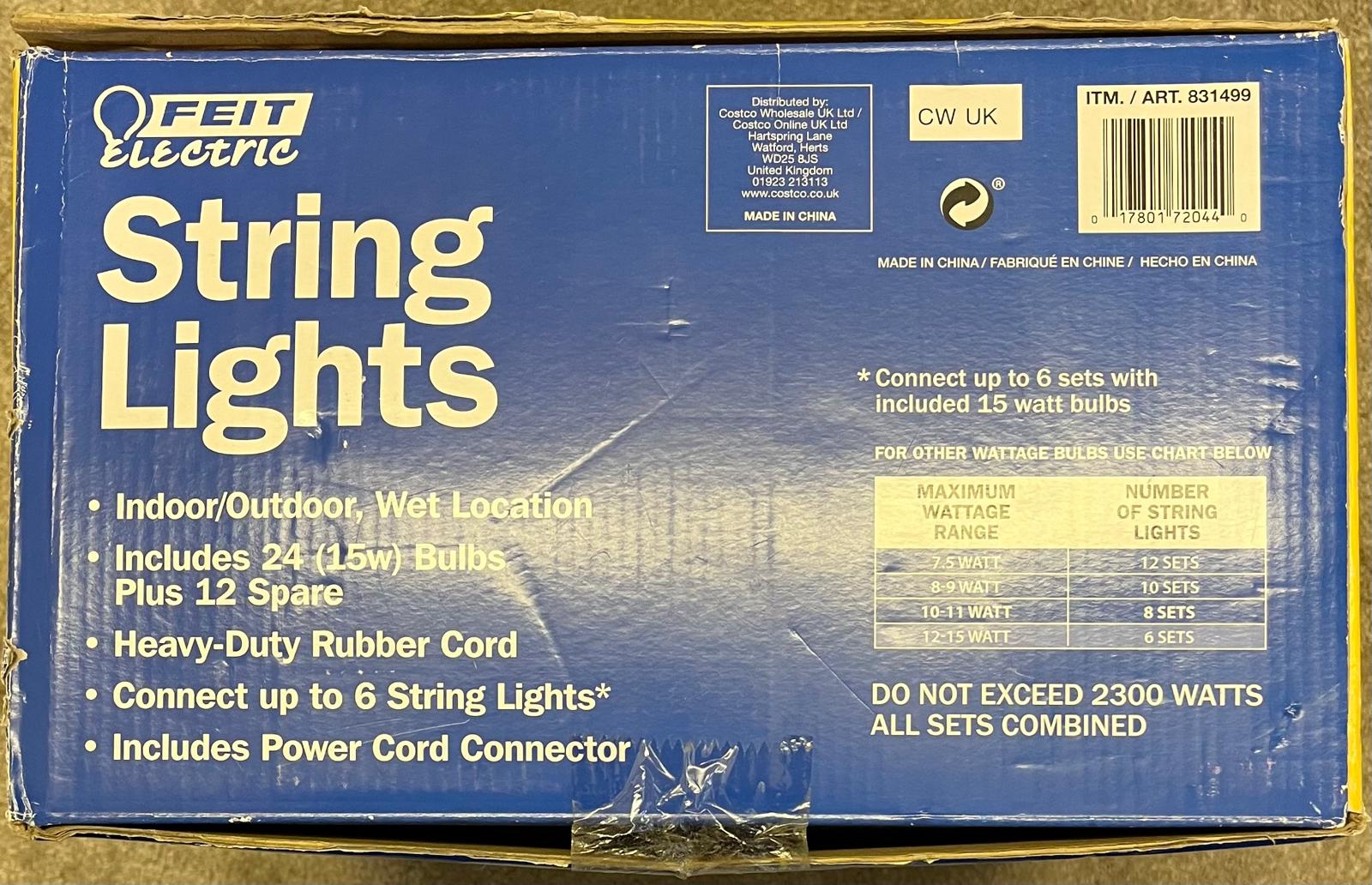 Feit Electric 48ft LED Outdoor String Lights Heavy Duty Weatherproof Patio New - Image 7