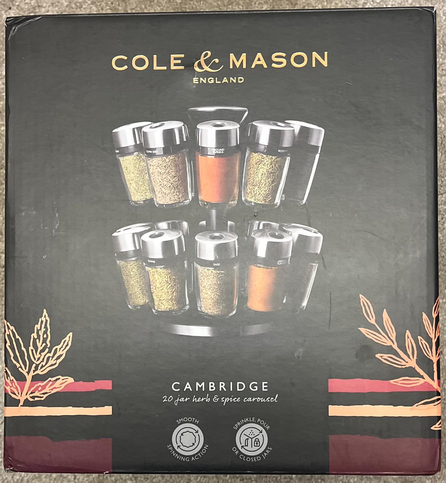 Cole & Mason 20 Jar Spice Rack Carousel Rotating Herb Holder Kitchen Storage
