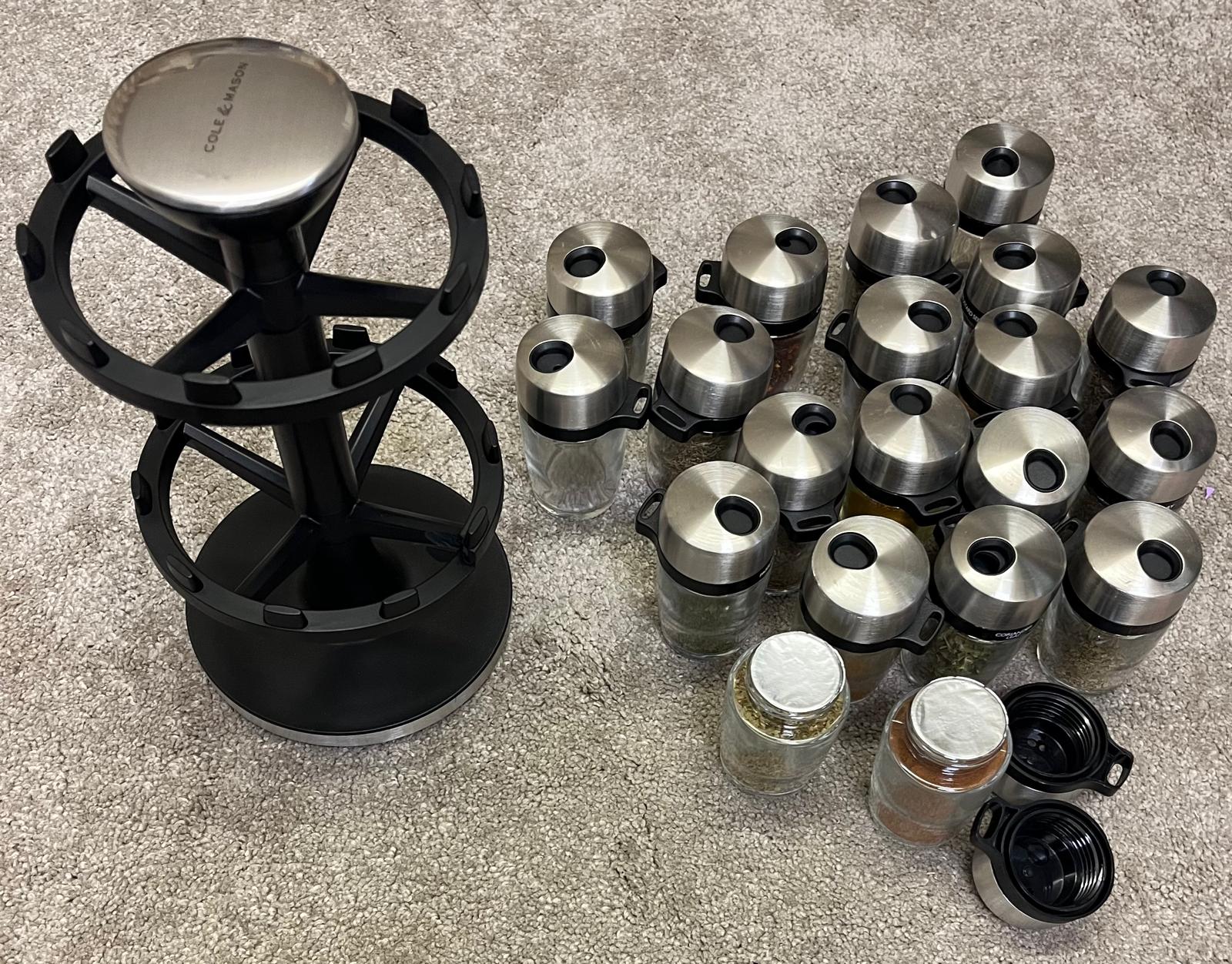 Cole & Mason 20 Jar Spice Rack Carousel Rotating Herb Holder Kitchen Storage - Image 4