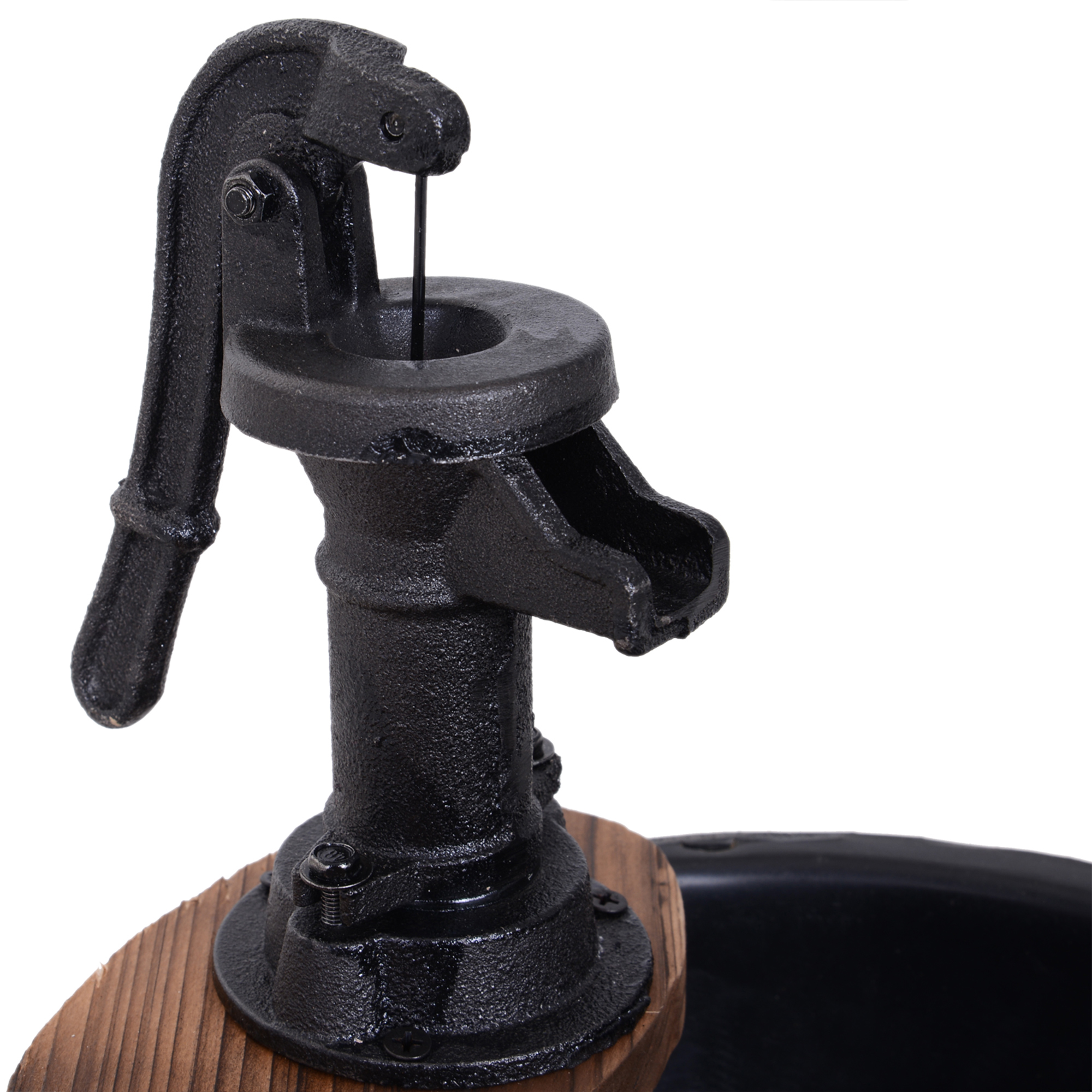 Outsunny Wood Barrel Pump Garden Fountain Water Feature Flower Planter Stand New - Image 8