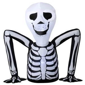 Inflatable Ground Crawling Skeleton, Scary Halloween Decoration with Built-in LED Lights for Indoor Outdoor Decor