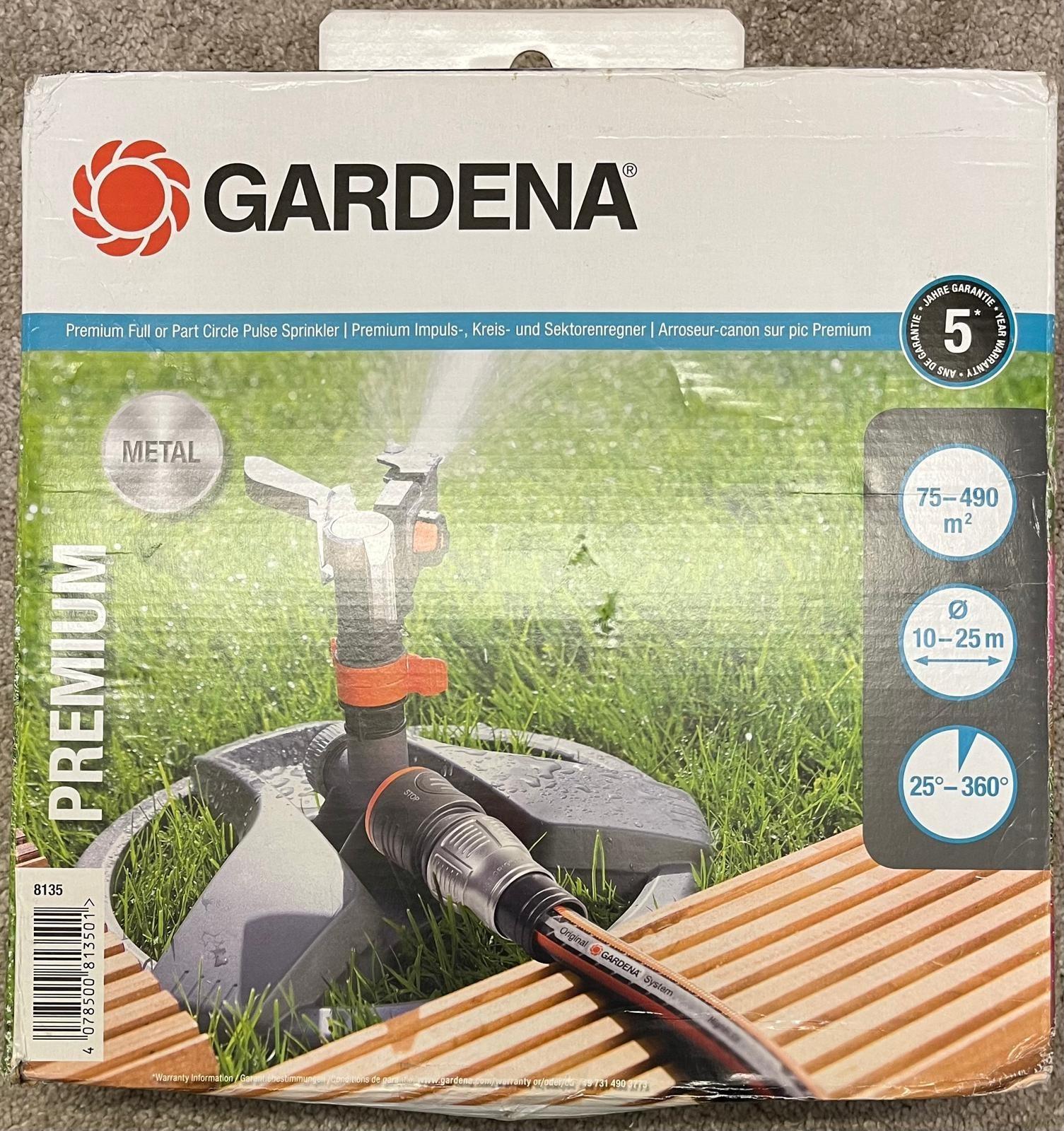 Gardena Premium Pulse Sprinkler Full Part Circle Lawn Garden Water Impulse 490m²