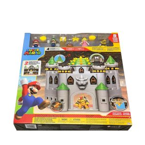 Super Mario Deluxe Bowser Castle Playset with 5 Figures NEW BUT BOX DAMAGED