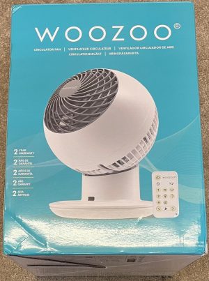Woozoo 360° Oscillating Air Circulator Fan Quiet Desktop Desk Fan Remote White