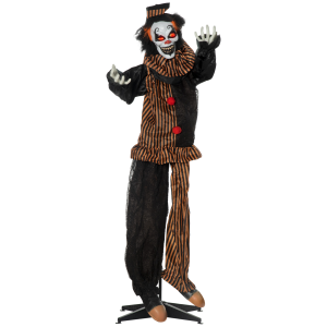 67 Inch Life Size Outdoor Halloween Talking Circus Clown Light Up Eyes Laughter