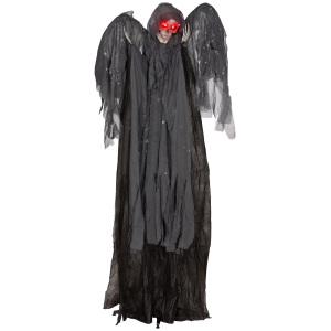 Winged Grim Reaper Animatronic Prop w/ Light Up Eyes, for Haunted House