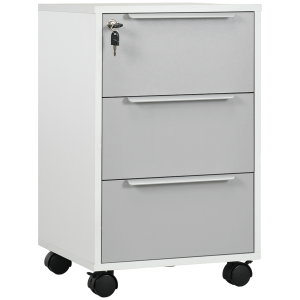3-Drawer Locking File Cabinet Mobile Chest of Drawers Side Table Wheels