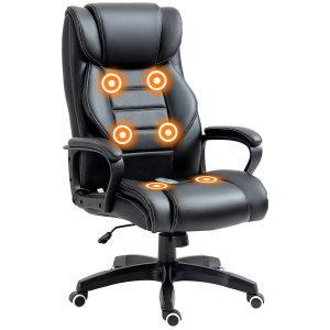High Back 6 Points Vibration Massage Executive Office Chair, Black Vinsetto