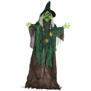 6ft Outdoor Halloween Witch Prop Decoration with Light Up Eyes and Heart