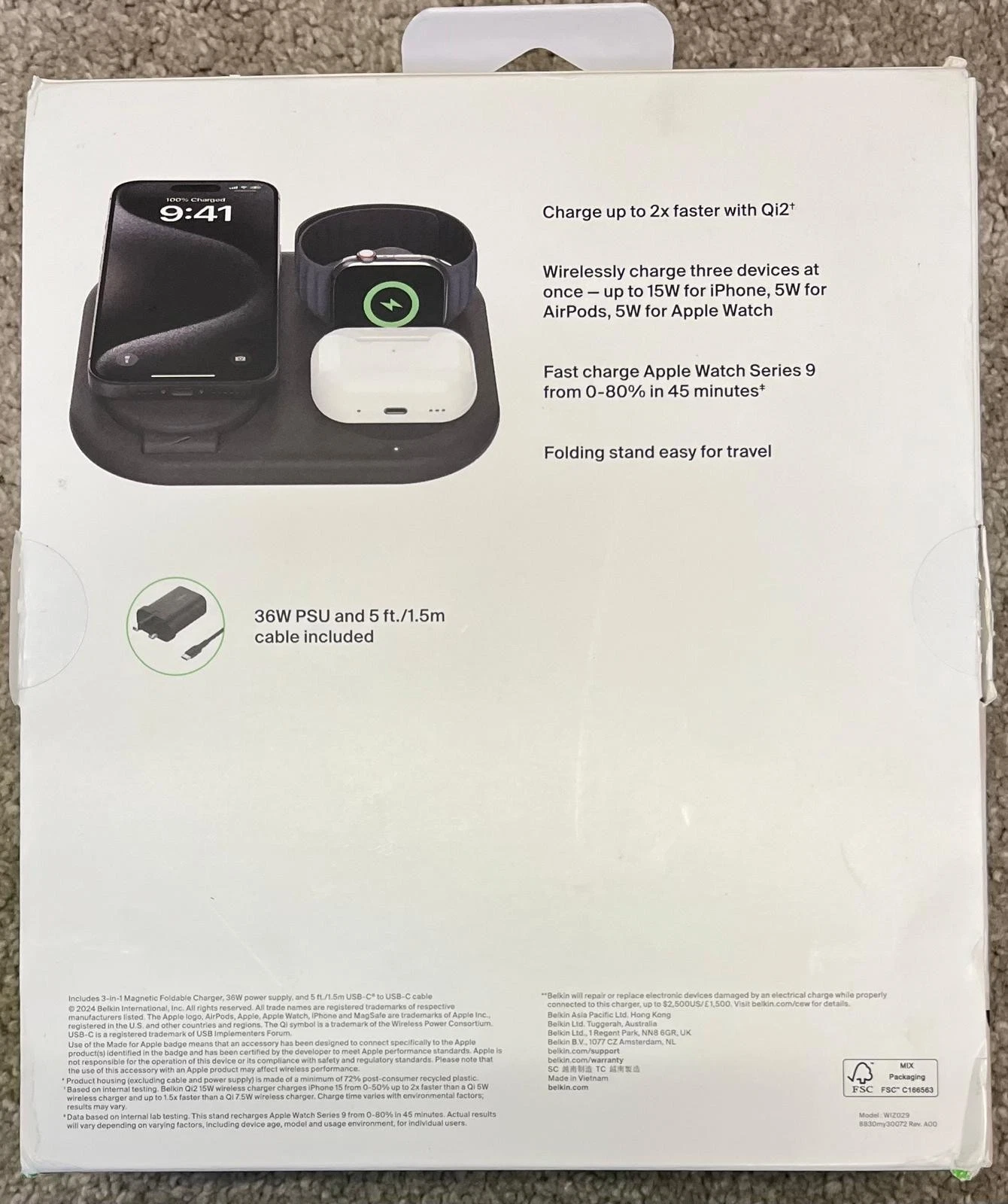 Belkin BoostCharge Pro 3-in-1 Magnetic Foldable Wireless Charger Qi2 Stand READ - Image 5