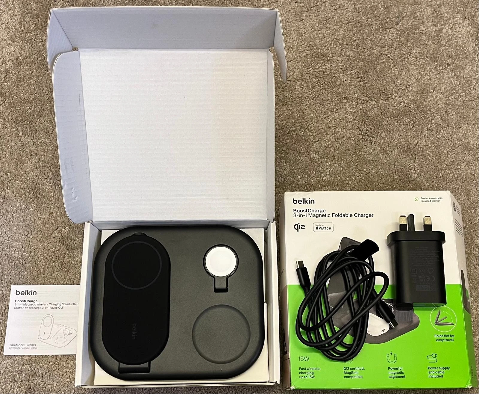 Belkin BoostCharge Pro 3-in-1 Magnetic Foldable Wireless Charger Qi2 Stand READ - Image 7