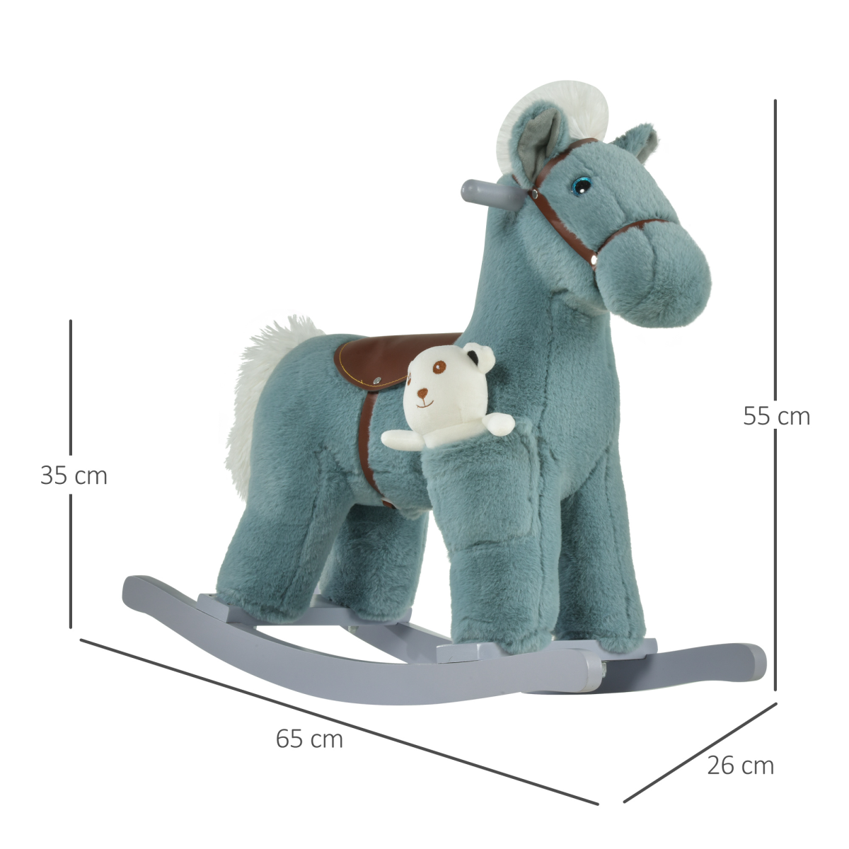 Kids Plush Ride-On Rocking Horse with Plush Toy Sound Handle Grip - Image 3