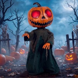Halloween 3ft Animated Prop Grim Reaper Pumpkin Monster Sound Light Decor New