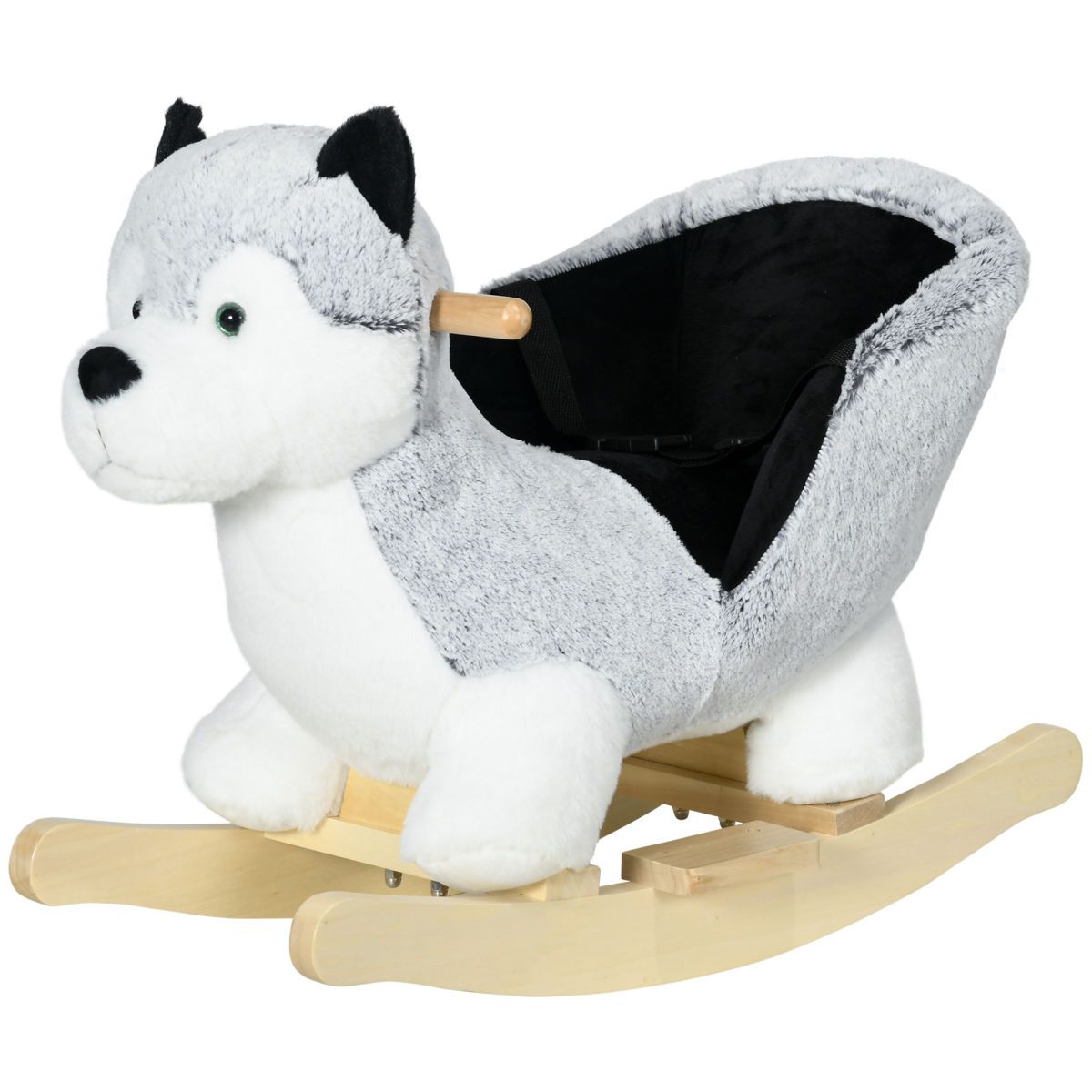 Husky-Shaped Baby Rocking Horse with Seatbelt, for Ages 18-36 Months